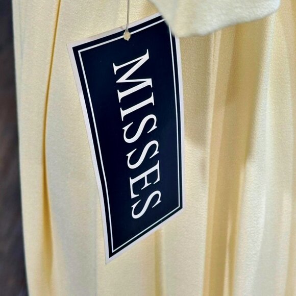 NEW JBS Tie Back Maxi Dress Size 10 Yellow Bib Collar Pleated Easter Cottage VTG - Picture 10 of 14